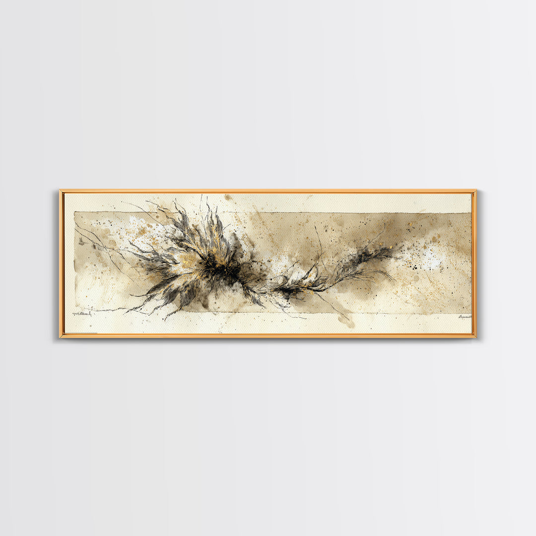 Single Elegant Flourish Shaped Like a Flower Canvas Print, Calligraphy Art, Spiritual Wall Art, Living Room Decor, Oil Painting, CAL-3x1-93
