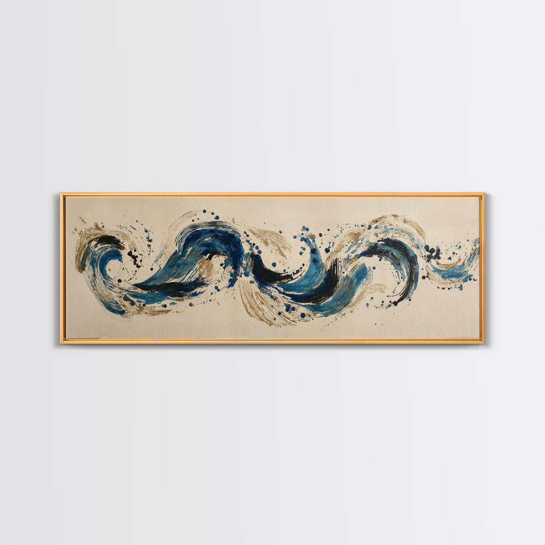 Modern Calligraphy Wave Canvas Print, Calligraphy Art, Minimalist Wall Art, Living Room Decor, Script, Statement Artwork, CAL-3x1-98