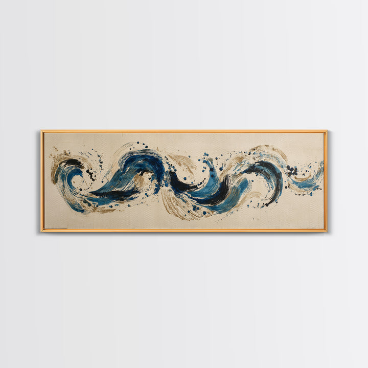 Modern Calligraphy Wave Canvas Print, Calligraphy Art, Minimalist Wall Art, Living Room Decor, Script, Statement Artwork, CAL-3x1-98