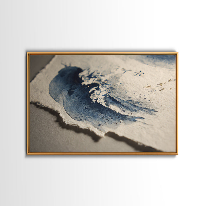 Layered Copper Ink Strokes on Dark Navy Framed Canvas Print, Calligraphy Art, Printable Art, Living Room Decor, Script, CAL-3x2-10