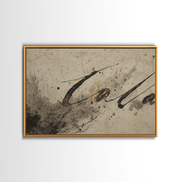 Expressive Musical Rhythm Painted as Ink Strokes Canvas Print, Calligraphy Art, Fine Art Print, Living Room Decor, Script, CAL-3x2-100