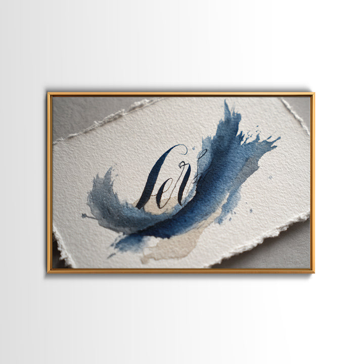 Modern Calligraphy Wave Framed Canvas Print, Calligraphy Art, Print, Living Room Decor, Fine Art, Script, Custom Art, CAL-3x2-14