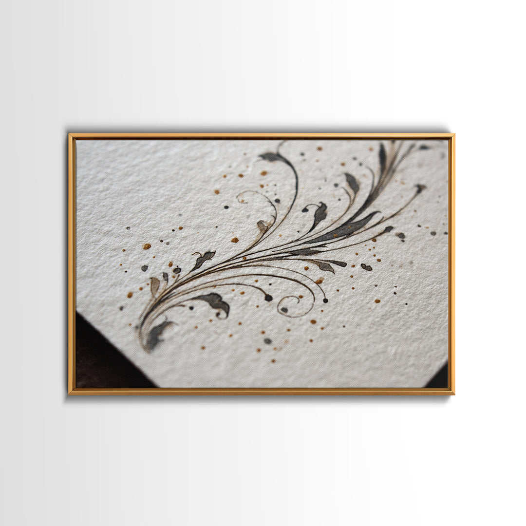 Ornamental Frame of Flourished Pen Curves Canvas Print, Calligraphy Art, Printable Wall Art, Living Room Decor, Script, CAL-3x2-22