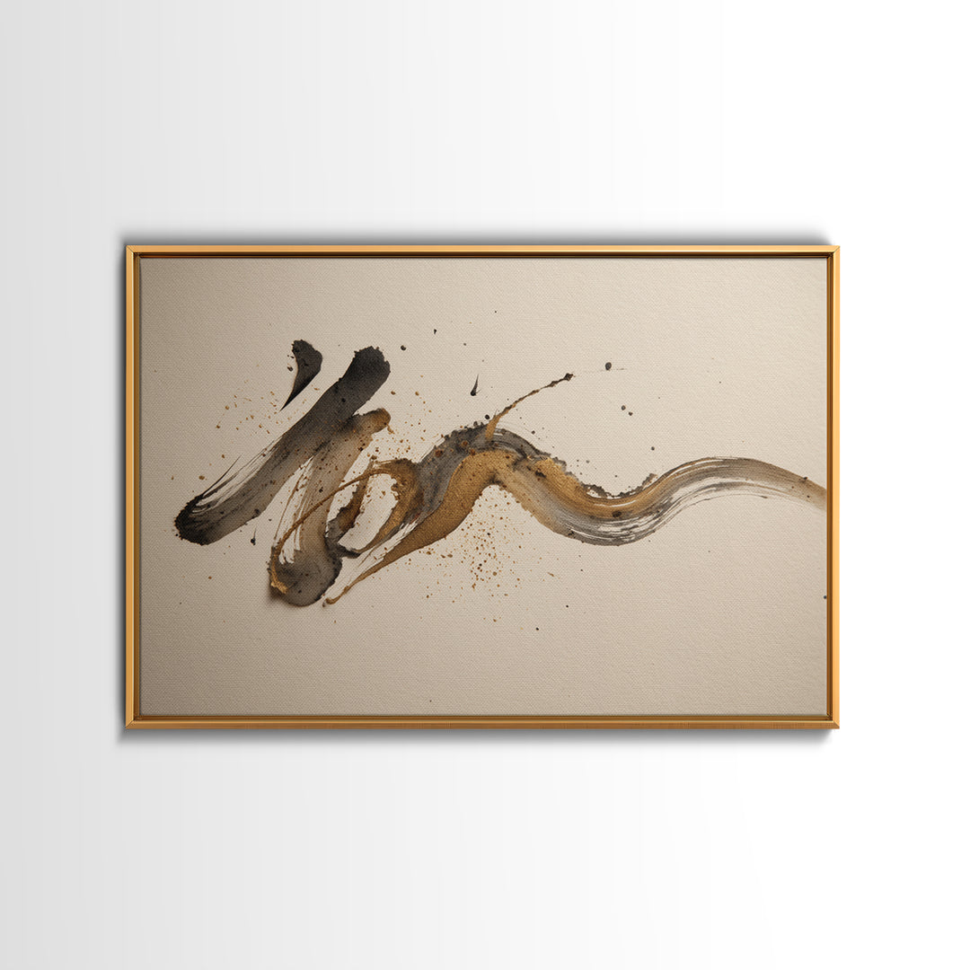 Expressive Musical Rhythm Painted as Ink Strokes Canvas Print, Calligraphy Art, Digital Prints, Living Room Decor, Script, CAL-3x2-4