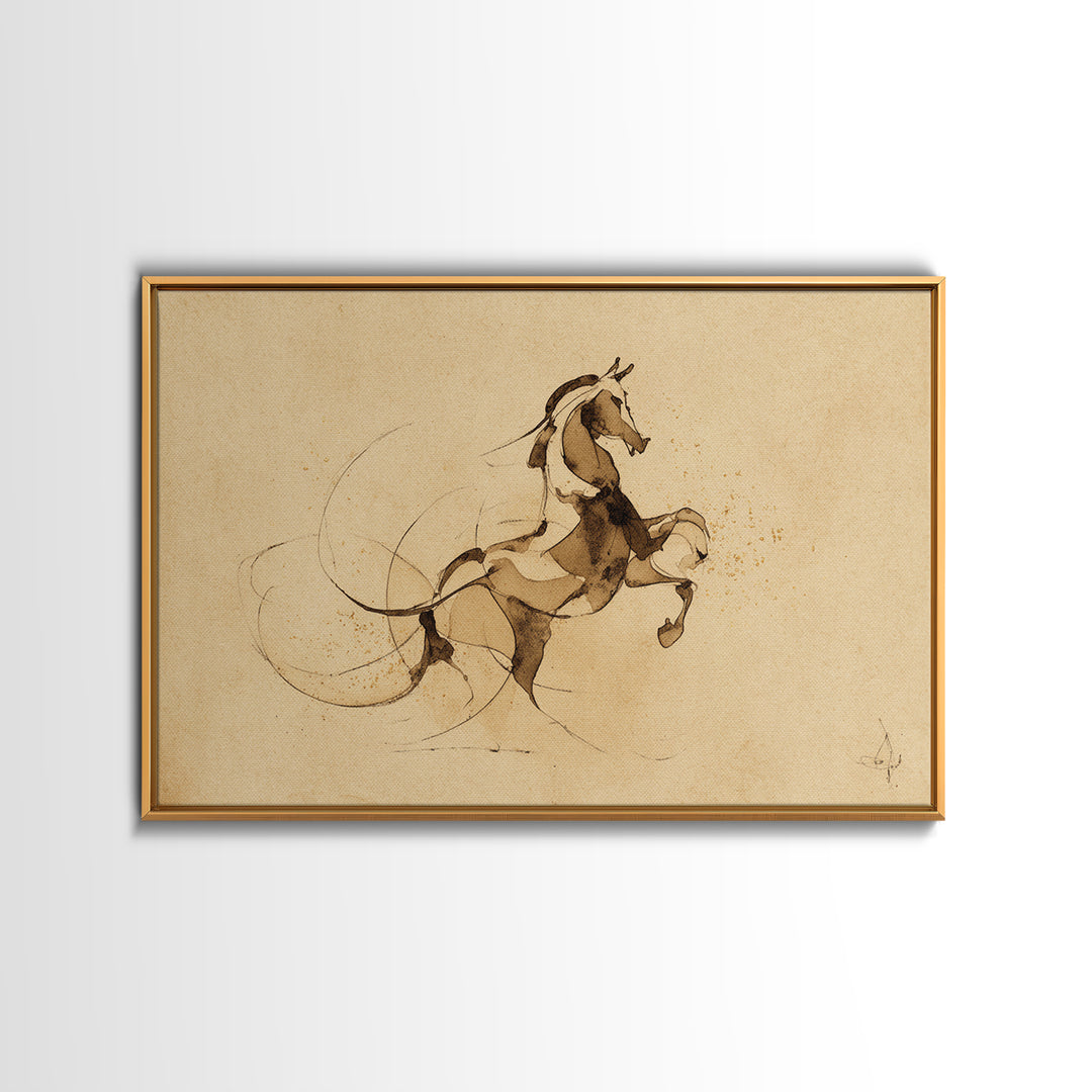 Calligraphic Horse Silhouette Made from One Line Canvas Print, Calligraphy Art, Wall Art Printable, Living Room Decor, Script, CAL-3x2-45