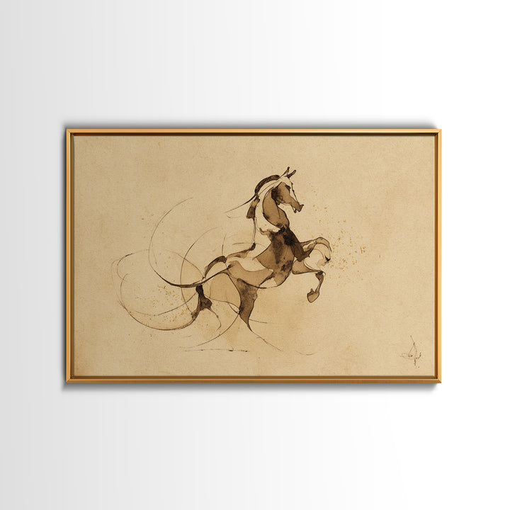 Calligraphic Horse Silhouette Made from One Line Canvas Print, Calligraphy Art, Wall Art Printable, Living Room Decor, Script, CAL-3x2-45
