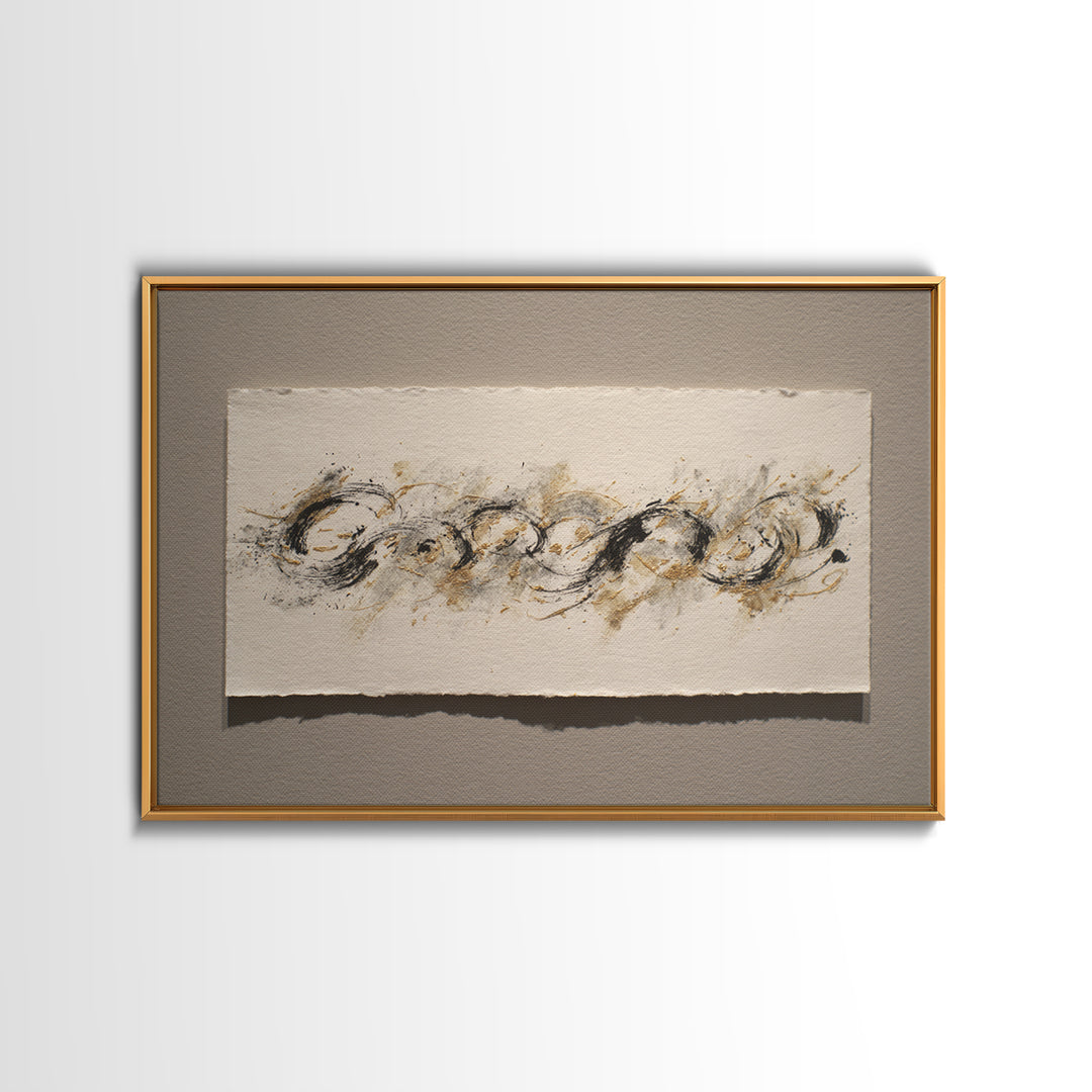 Ornamental Frame of Flourished Pen Curves Framed Canvas Print, Calligraphy Art, Unique Wall Art, Living Room Decor, Script, CAL-3x2-46