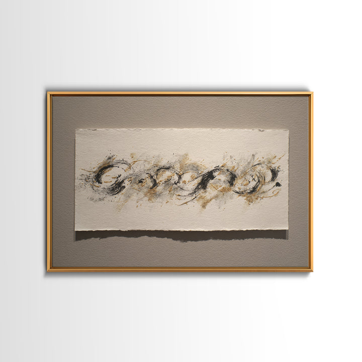 Ornamental Frame of Flourished Pen Curves Framed Canvas Print, Calligraphy Art, Unique Wall Art, Living Room Decor, Script, CAL-3x2-46