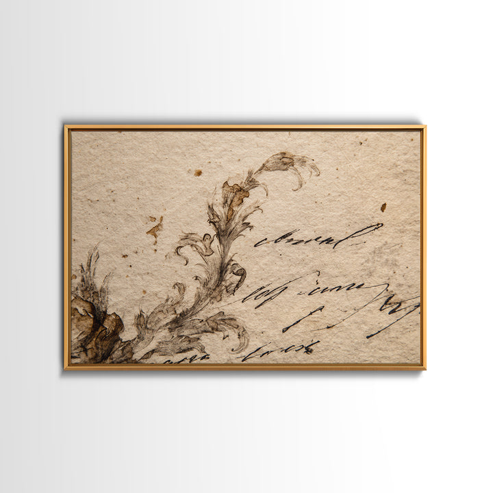 Single Elegant Flourish Shaped Like a Flower Canvas Print, Calligraphy Art, Watercolor Art, Living Room Decor, Script, CAL-3x2-57