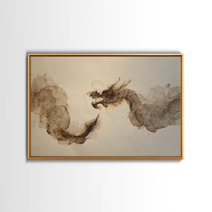 Ink Wash Dragon Curve Canvas Print, Calligraphy Art, Modern Art, Living Room Decor, Fine Art, Script, Fine Art Print, CAL-3x2-61