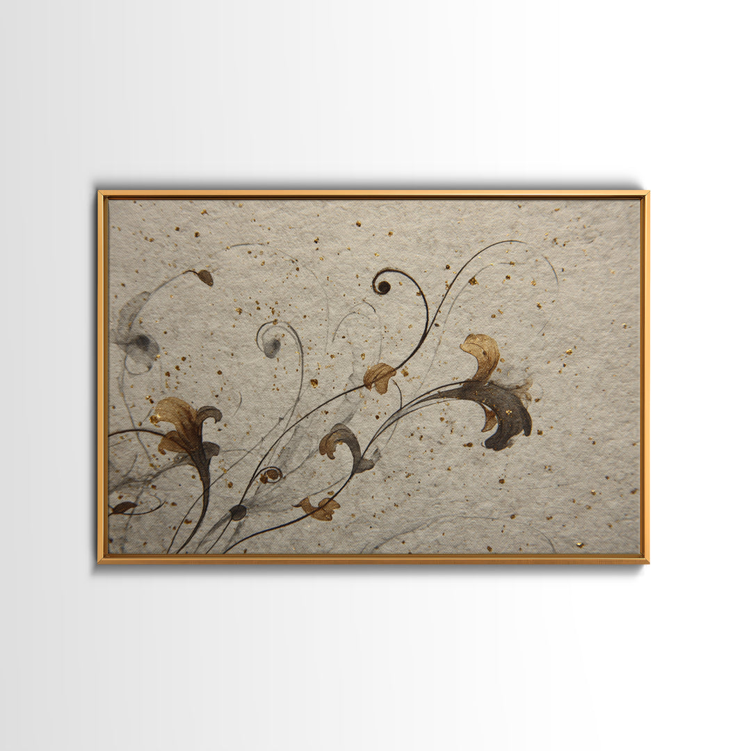 Floral Vine Created from Graceful Script Like Canvas Print, Calligraphy Art, Digital Print, Living Room Decor, Script, CAL-3x2-63