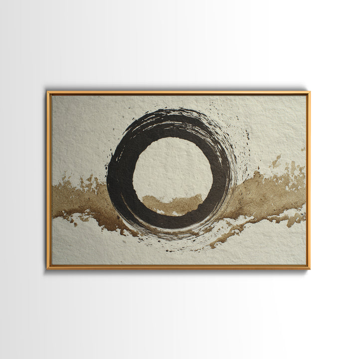 Japanese Brush Mark Circle Framed Canvas Print, Calligraphy Art, Printable Art, Living Room Decor, Script, Scripture Art, CAL-3x2-8