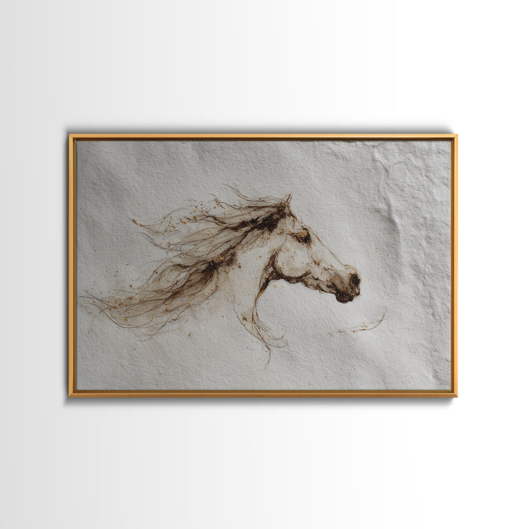 Calligraphic Horse Silhouette Made from One Line Canvas Print, Calligraphy Art, Quote Wall Art, Living Room Decor, Script, CAL-3x2-93