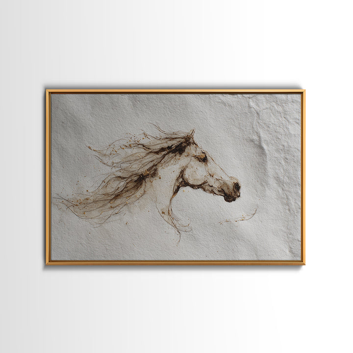 Calligraphic Horse Silhouette Made from One Line Canvas Print, Calligraphy Art, Quote Wall Art, Living Room Decor, Script, CAL-3x2-93