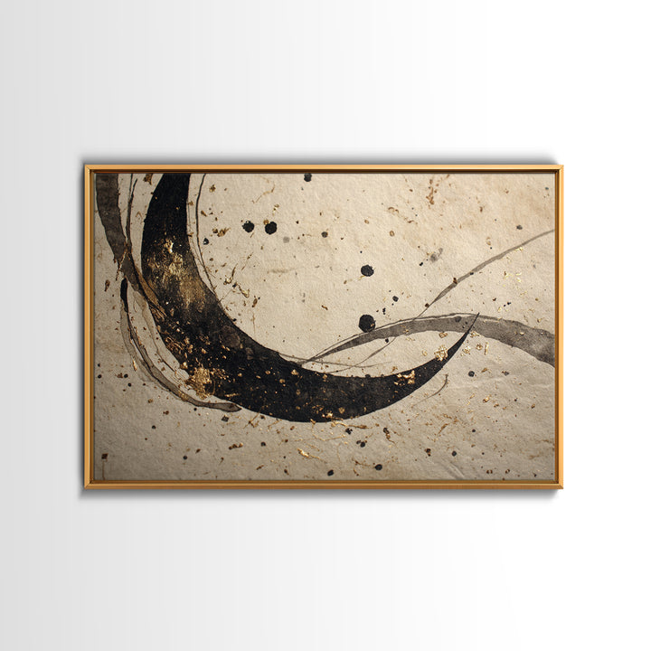 Crescent Moon Made from Elegant Ink Swashes Canvas Print, Calligraphy Art, Spiritual Wall Art, Living Room Decor, Script, CAL-3x2-97