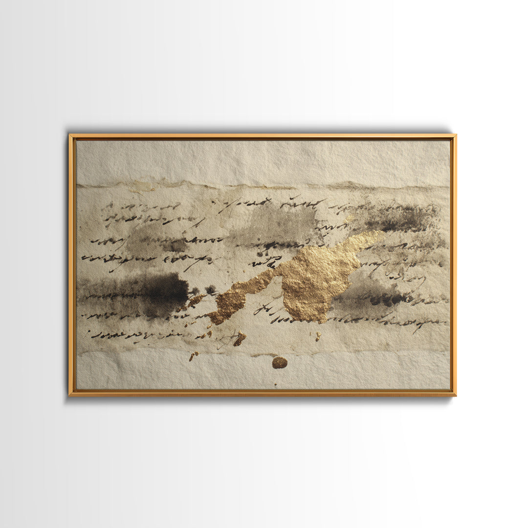 Abstract Prayer Flag of Brush Marks Framed Canvas Print, Calligraphy Art, Minimalist Decor, Living Room Decor, Fine Art, Script, CAL-3x2-99