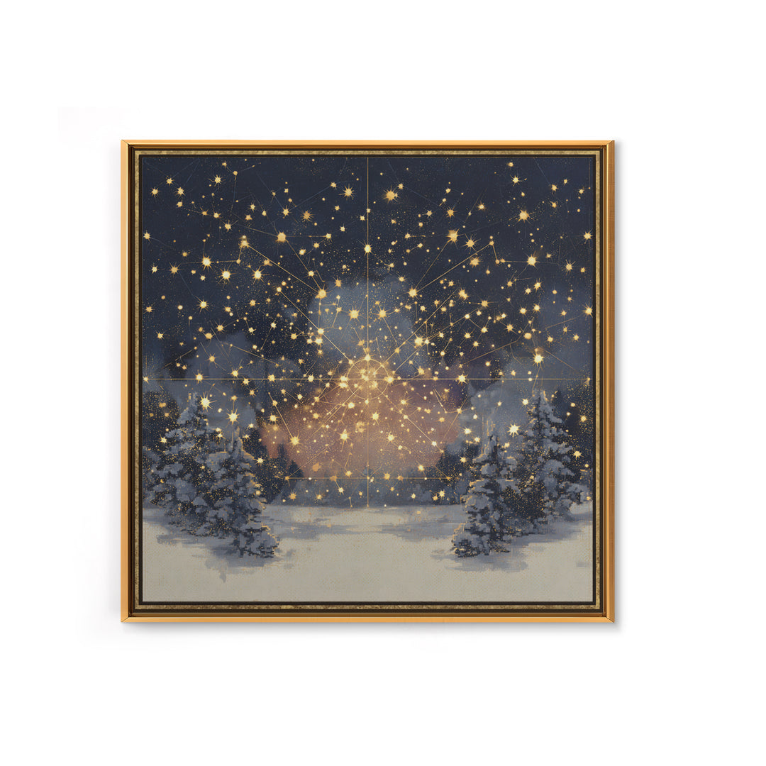 Aurora Borealis over Snowy Pines Canvas Print, Celestial Art, Celestial Decor, Living Room Decor, Fine Art, Celestial, CEL-1x1-17