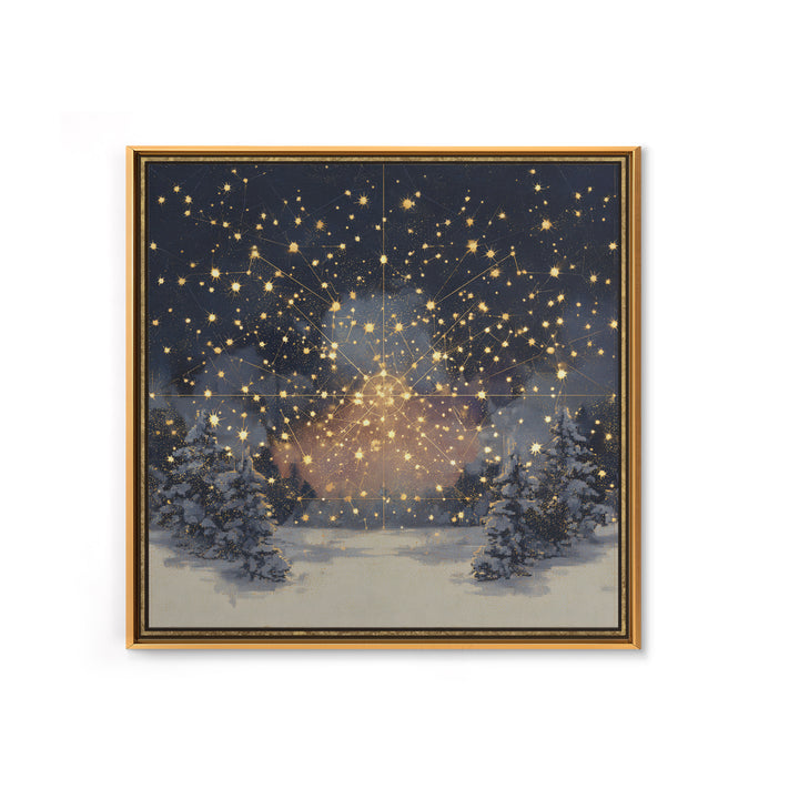 Aurora Borealis over Snowy Pines Canvas Print, Celestial Art, Celestial Decor, Living Room Decor, Fine Art, Celestial, CEL-1x1-17
