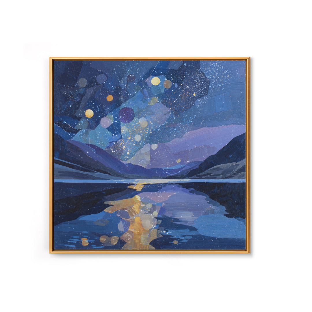 Night Sky over a Quiet Mountain Lake Canvas Print, Celestial Art, Printable Art, Living Room Decor, Fine Art, Celestial, CEL-1x1-3