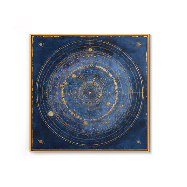 Gold Constellation Map on Deep Navy Texture Framed Canvas Print, Celestial Art, Celestial, Living Room Decor, Celestial, CEL-1x1-56