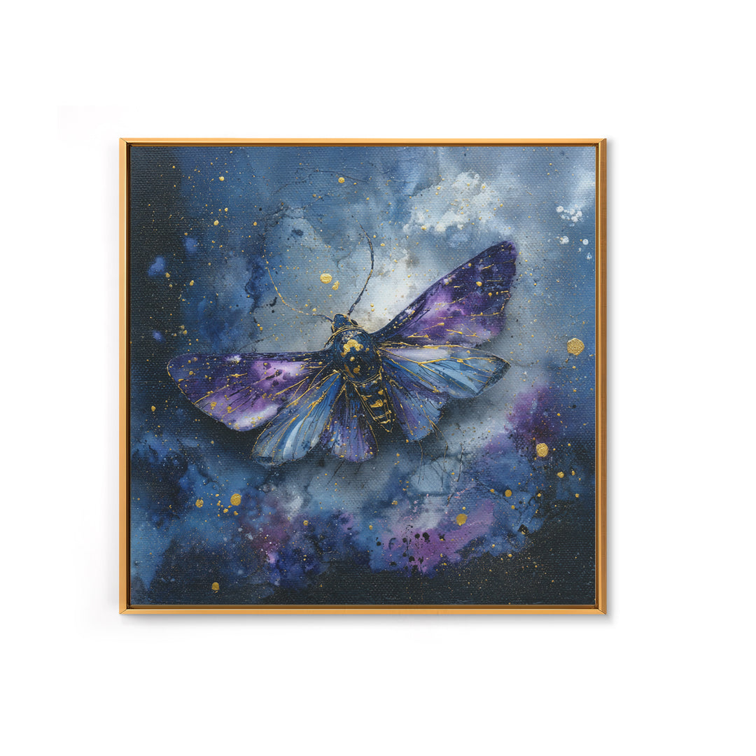 Celestial Moth with Moon Markings Framed Canvas Print, Celestial Art, Downloadable Prints, Living Room Decor, Abstract Art, CEL-1x1-66