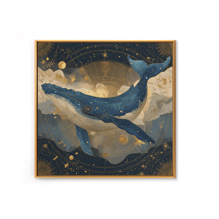 Cosmic Whale Swimming Through a Star Field Canvas Print, Celestial Art, Modern Decor, Living Room Decor, Fine Art, Celestial, CEL-1x1-77