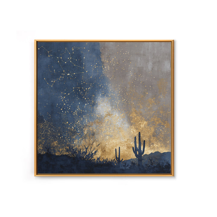 Starry Desert Sky Framed Canvas Print, Celestial Art, Neutral Decor, Living Room Decor, Oil Painting, Celestial, Wall Art, CEL-1x1-83