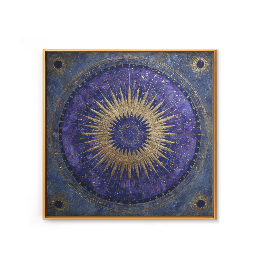 Sunburst Medallion with Ornate Rays Canvas Print, Celestial Art, Fantasy Art, Living Room Decor, Fine Art, Celestial, CEL-1x1-85