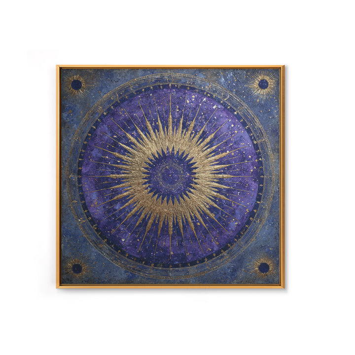 Sunburst Medallion with Ornate Rays Canvas Print, Celestial Art, Fantasy Art, Living Room Decor, Fine Art, Celestial, CEL-1x1-85