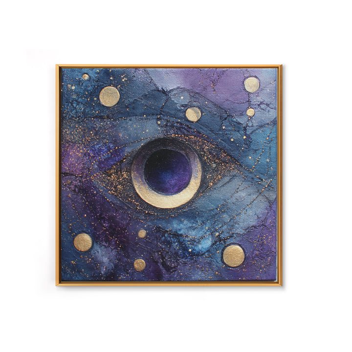 Mystic Eye Surrounded by Moons and Constellations Framed Canvas Print, Celestial Art, Art Print, Living Room Decor, Celestial, CEL-1x1-88