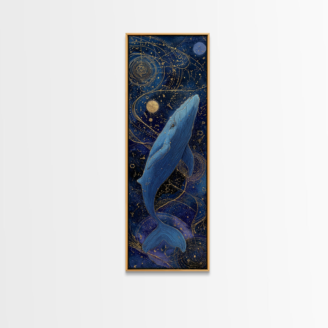 Cosmic Whale Swimming Through a Star Field Canvas Print, Celestial Art, Modern Decor, Living Room Decor, Fine Art, Celestial, CEL-1x3-17