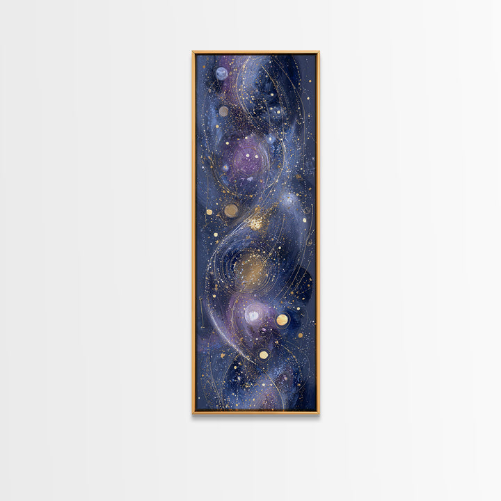 Galaxy Swirl with Jewel Tone Nebula Clouds Canvas Print, Celestial Art, Contemporary Art, Living Room Decor, Celestial, CEL-1x3-56