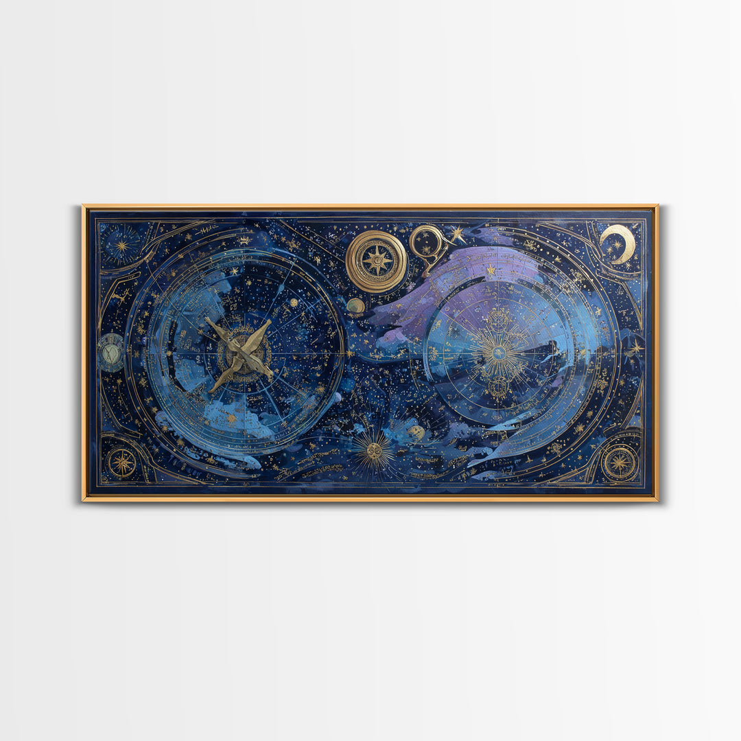 Blue Star Map Framed Canvas Print, Celestial Art, Gallery Decor, Living Room Decor, Fine Art, Celestial, Minimalist Decor, CEL-2x1-18