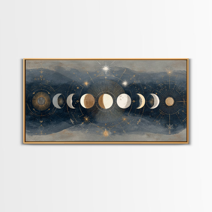 Twelve Small Moons Arranged as Elegant Pattern Canvas Print, Celestial Art, Fine Art Print, Living Room Decor, Celestial, CEL-2x1-20