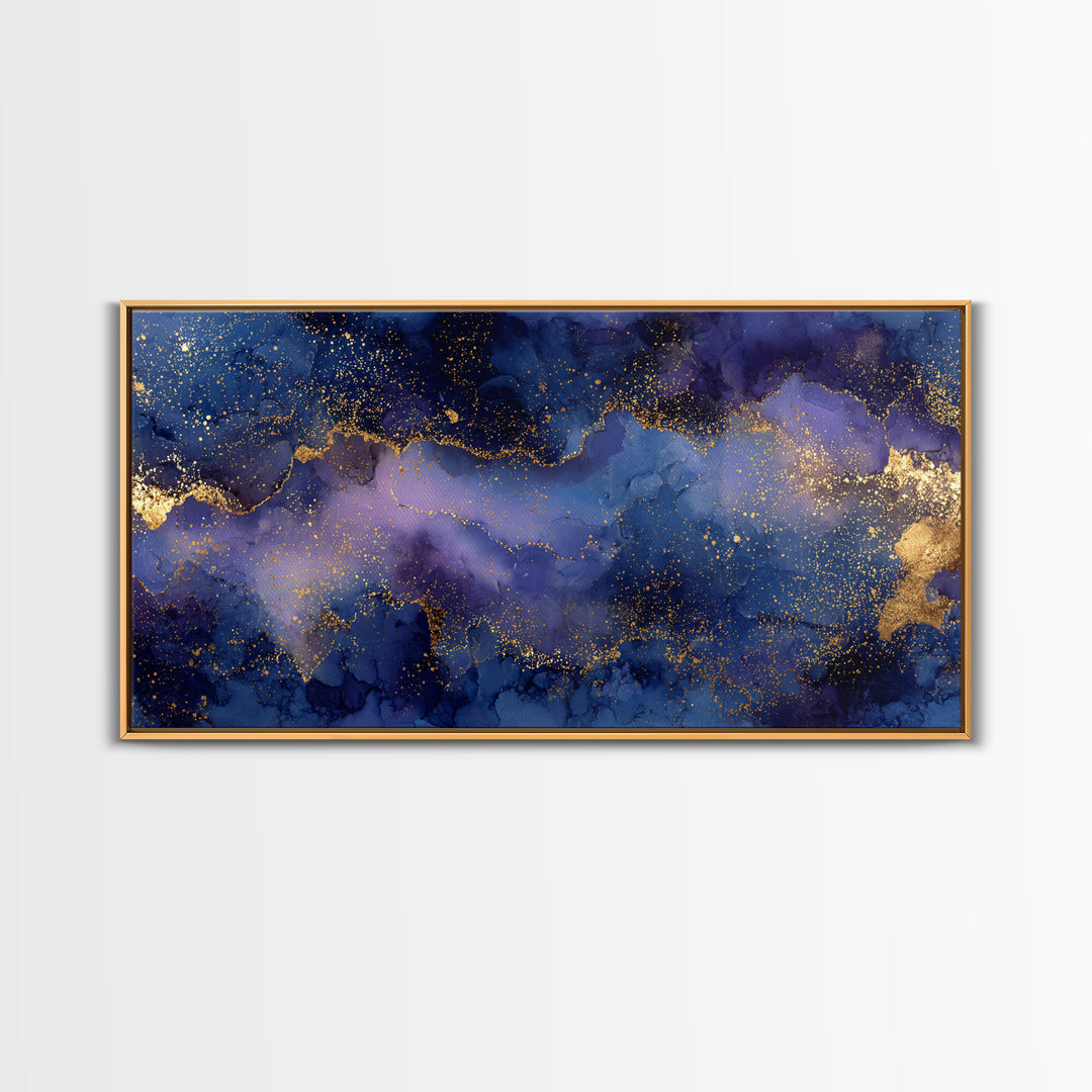 Gold Constellation Map on Deep Navy Texture Canvas Print, Celestial Art, Retro Wall Art, Living Room Decor, Fine Art, Celestial, CEL-2x1-76