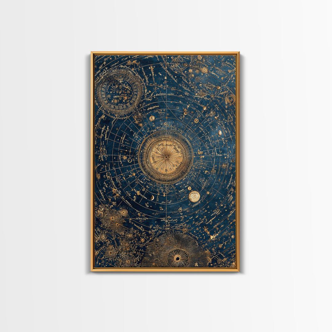 Blue Star Map Framed Canvas Print, Celestial Art, Wall Decor, Living Room Decor, Fine Art, Celestial, Contemporary Art, CEL-2x3-30