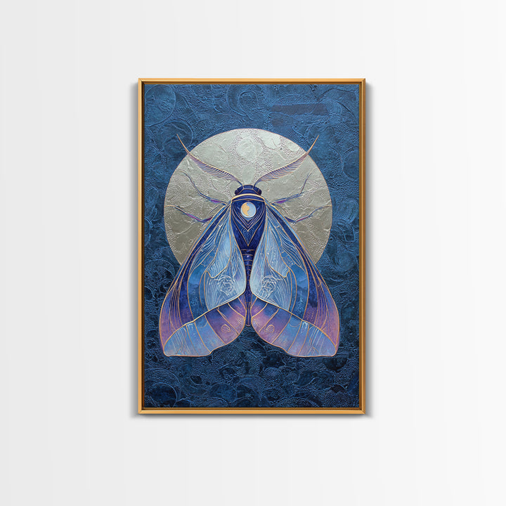Celestial Moth with Moon Markings Canvas Print, Celestial Art, Boho Decor, Living Room Decor, Fine Art, Celestial, CEL-2x3-50