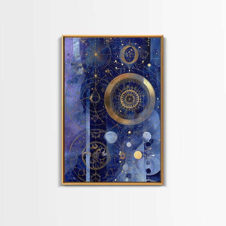 Blue Star Map Framed Canvas Print, Celestial Art, Minimalist Decor, Living Room Decor, Fine Art, Celestial, Boho Wall Art, CEL-2x3-78