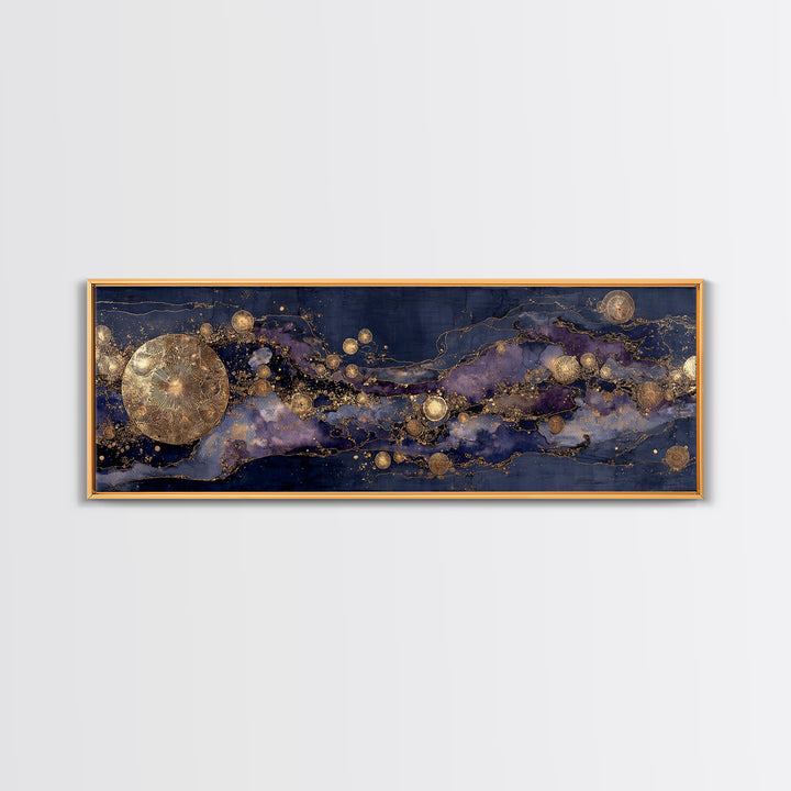 Gold Constellation Map on Deep Navy Texture Canvas Print, Celestial Art, Boho Art, Living Room Decor, Fine Art, Celestial, CEL-3x1-24