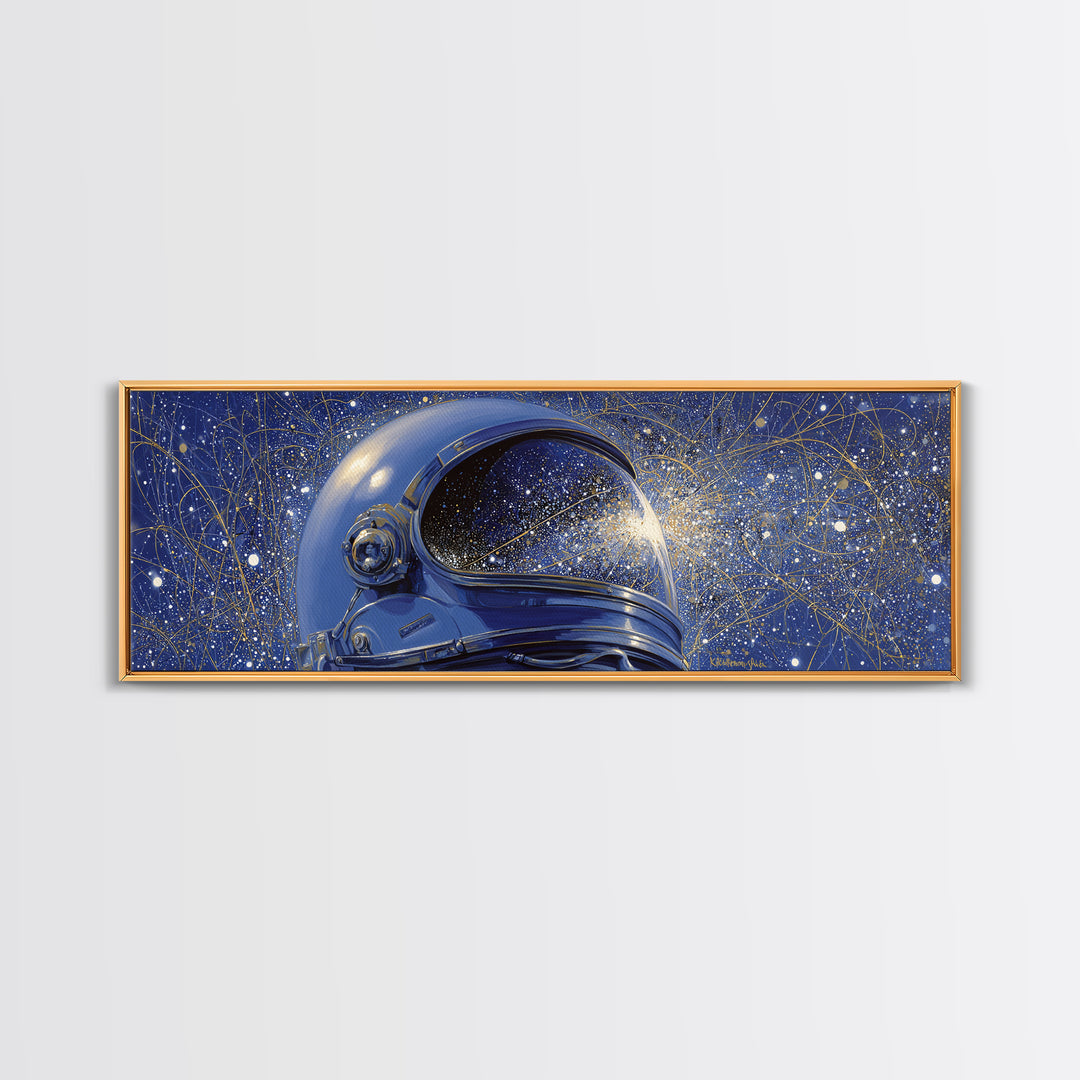 Astronaut Helmet Reflecting a Field of Stars Canvas Print, Celestial Art, Fine Art Print, Living Room Decor, Abstract Art, CEL-3x1-31