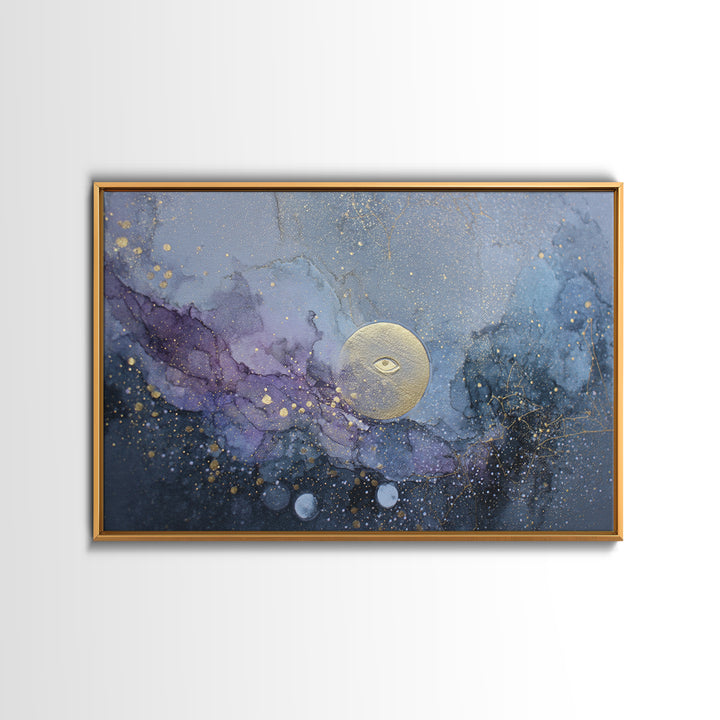 Mystic Eye Surrounded by Moons and Constellations Framed Canvas Print, Celestial Art, Art Deco, Living Room Decor, Celestial, CEL-3x2-20