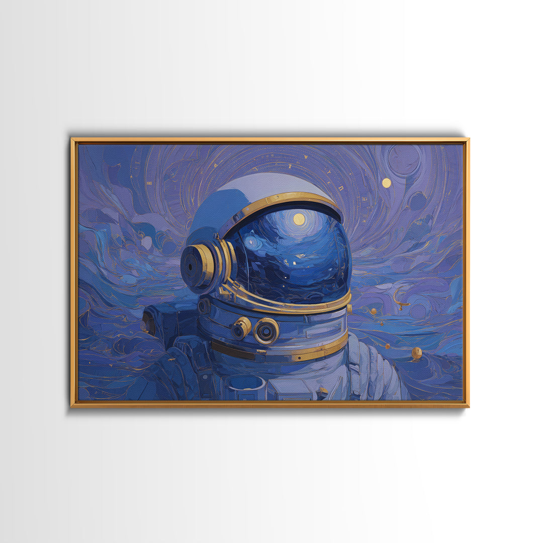 Astronaut Helmet Reflecting a Field of Stars Canvas Print, Celestial Art, Fine Art Print, Living Room Decor, Celestial, CEL-3x2-91