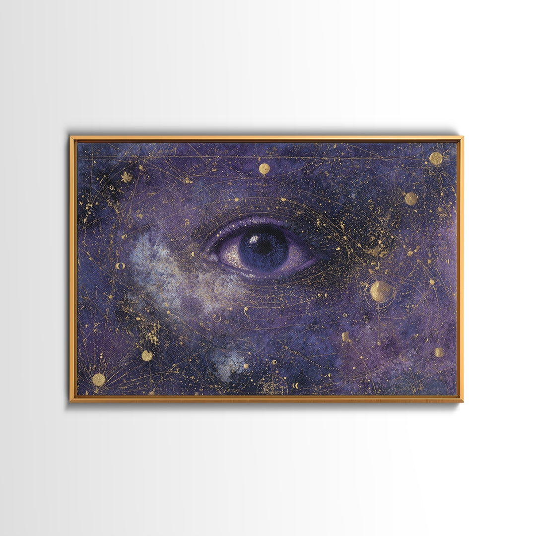 Mystic Eye Surrounded by Moons and Constellations Canvas Print, Celestial Art, Minimalist Art, Living Room Decor, Celestial, CEL-3x2-92