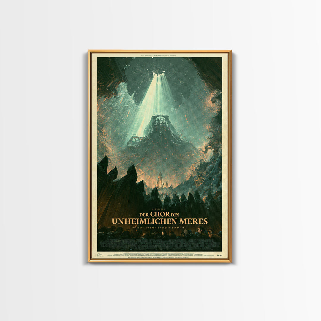 The Choir Of The Eldritch Sea, German Language Horror Movie Poster, 1960s Horror Art, Eldritch Cinema Wall Art, Framed Canvas Print