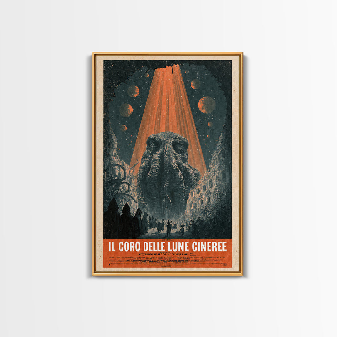 The Choir Of Ashen Moons, Italian Language Horror Movie Poster, 1970s Horror Art, Eldritch Cinema Wall Art, Framed Canvas Print