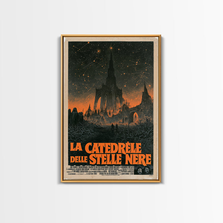 The Cathedral Of Black Stars, Italian Language Horror Movie Poster, 1970s Horror Art, Lovecraftian Horror Poster, Framed Canvas Print