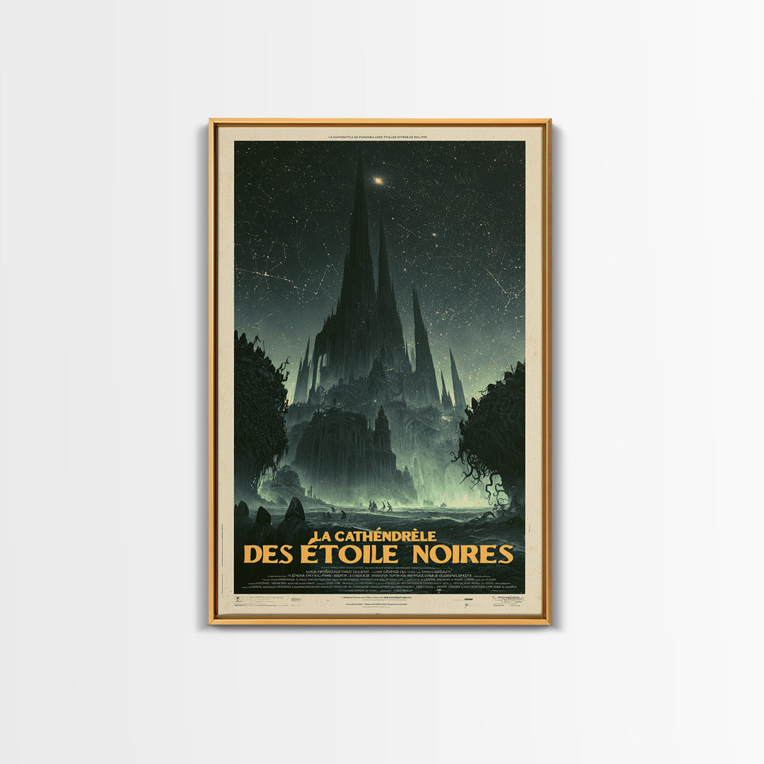 The Cathedral Of Black Stars, French Language Horror Movie Poster, 1960s Horror Art, Eldritch Cinema Wall Art, Framed Canvas Print