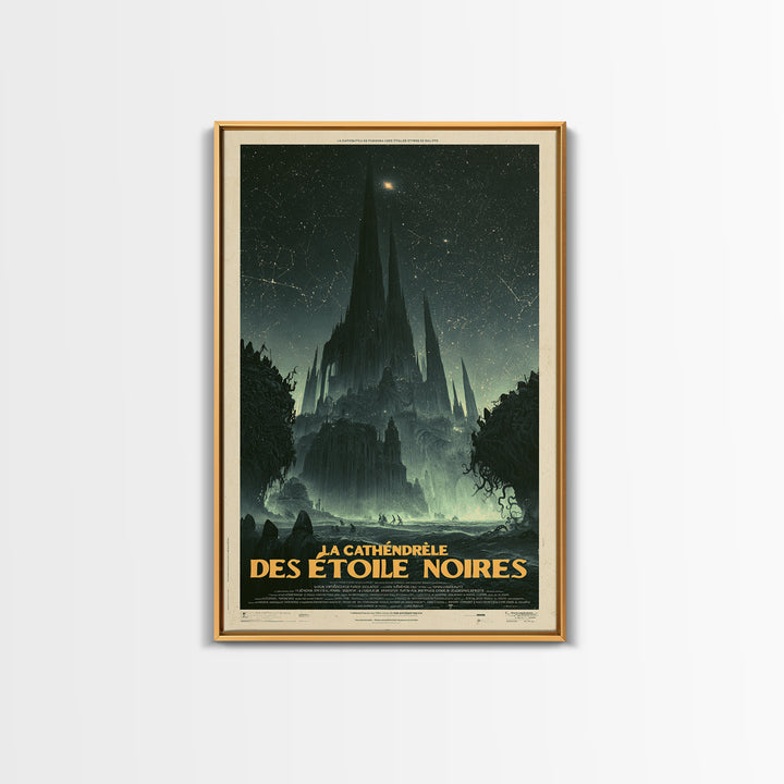 The Cathedral Of Black Stars, French Language Horror Movie Poster, 1960s Horror Art, Eldritch Cinema Wall Art, Framed Canvas Print