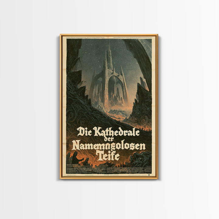 The Cathedral Of The Nameless Deep, German Language Horror Movie Poster, 1960s Horror Art, Eldritch Cinema Wall Art, Framed Canvas Print