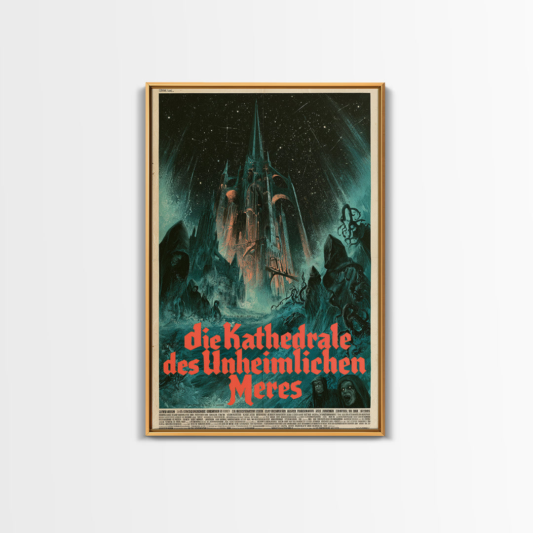 The Cathedral Of The Eldritch Sea, German Language Horror Movie Poster, 1960s Horror Art, Retro Horror Movie Art, Canvas Print